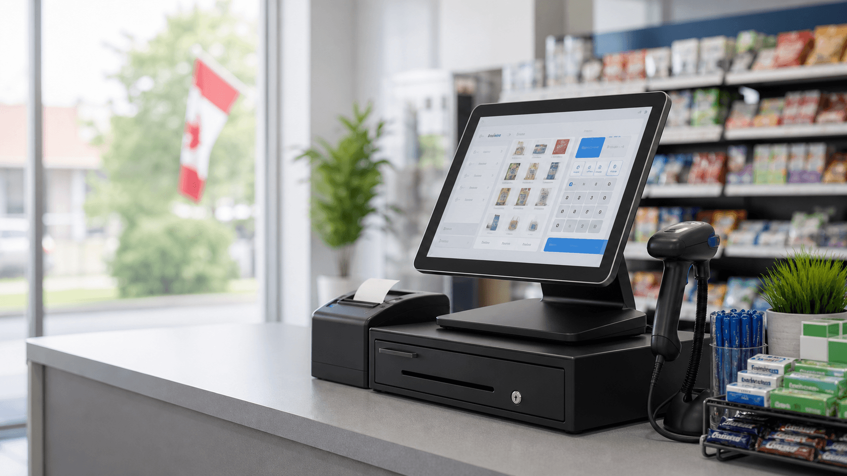 V-POS running at a modern Canadian retail checkout